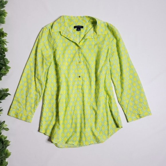 LANDS' END Geometric Print Popover Blouse - Picture 2 of 6